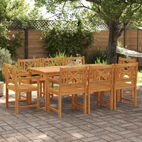 vidaXL Set de mese pentru grădină 9 pcs Maro 180 x 90 x 75 cm