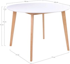 Vojens masă rotundă 105x75 cm alb-natural