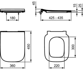 Set vas wc suspendat rimless Ideal Standard i.life B functie bideu si capac plus baterie dus incastrata crom