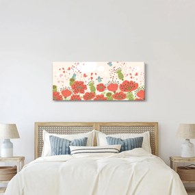 Tablou - Păsări pe o pajiște înflorită (120x50 cm)