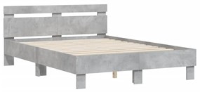 3207451 vidaXL Cadru de pat cu tăblie gri beton 120x190 cm lemn prelucrat