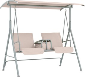 Outsunny Balansoar Hollywood, balansoar de grădină, balansoar 2 locuri cu acoperiș, 175 x 112 x 158 cm, Bej | Aosom Romania