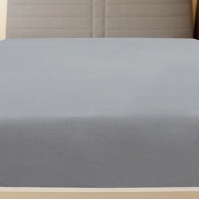 Cearsaf de pat cu elastic, gri, 90x200 cm, bumbac