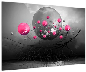 Tabloul cu bile abstracte roz (90x60 cm)