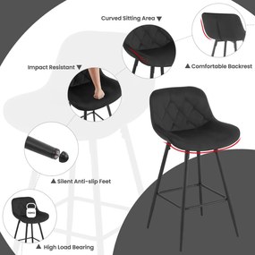 SCB202 - Set 2x Scaune Bar Negre / Gri - Catifea