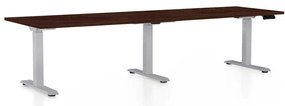 Masă înălțime reglabilă OfficeTech Long, 260 x 80 cm, picioare gri, wenge