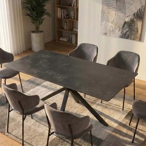 Masa dining cu blat ceramic GALAXIE gri 160x90cm