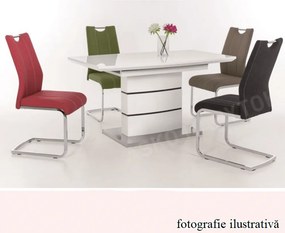 Masă extensibilă de bucătărie, alb strălucitor HG, 140-180x90 cm, MEDAN