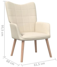 Scaun de relaxare cu taburet, crem, textil 1, Crem, Cu suport de picioare