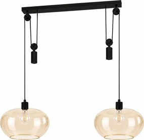 BRILAGI - Lustră LED suspendată pe cablu RETRO GLASS 2xE27/40W/230V negru/bej fumuriu