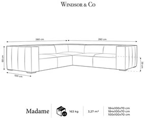 Colțar maro cu tapițerie din piele (cu șezlong variabil) Madame – Windsor &amp; Co Sofas