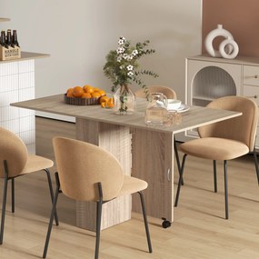 HOMCOM Masă Pliabilă Multifuncțională, Rafturi și Rotile, Bucătărie, Design Compact | Aosom Romania