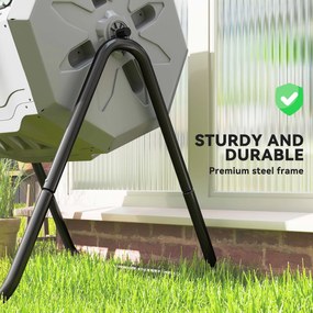Outsunny Compostor Rotativ cu 2 Secțiuni și 8 Prize de Aerisire din Oțel și PP, 160L, 71x65x96 cm, Gri | Aosom Romania