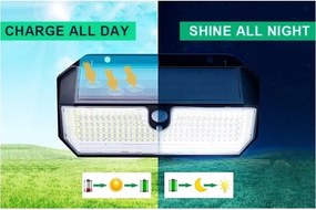 Viking-LED Aplica solară de perete cu senzor LED/2W/3,7V IP65 6000K 2200 mAh