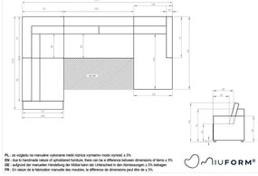 Colțar modular bej extensibil/cu spațiu de depozitare (cu colț pe partea stângă) Lulu – Miuform