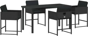 vidaXL Set de masă pentru grădină 5 pcs Negru poliratan