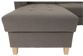 Colţar, material textil gri maroniu TAUPE, model stânga, BRIDGET