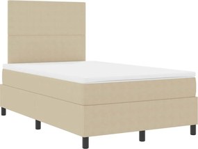 vidaXL Pat cu arcuri cu headboard Gri deschis și alb. 120 x 190 cm