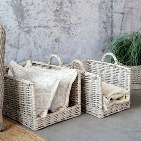 Set 2 coșuri din rachita cu mânere, "French Basket"