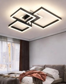 Lustră 5702 BK cu Telecomandă, 61×2W, 3 Culori de Lumină, Design Modern Negru, 470×470×120 mm