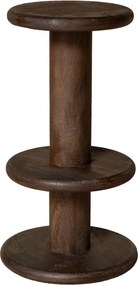 Scaun de bar din lemn de mango maro închis, cu etaje rotunde suprapuse, finisaj antichizat, 74,5×34,5 cm, „Rolia"