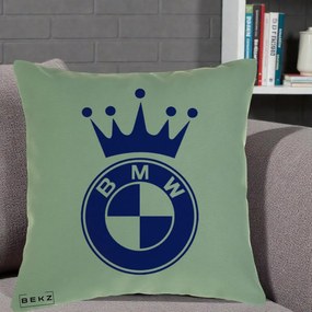 Perna Personalizata cu emblema BMW si Coroana, 40x40 cm, Verde, Husa Detasabila, Perna Inclusa, BEKZ®