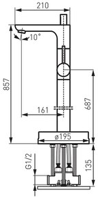 Baterie freestanding, Ferro, Fiesta, pentru cada si dus, crom