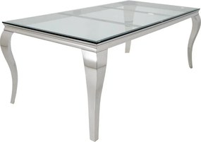 Masa dining, Lemn de Tec, Sticla, Otel Crom, MODERN BAROCK BARRACUDA 200cm