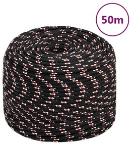 vidaXL Frânghie de barcă, negru, 8 mm, 50 m, polipropilenă