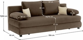 Canapea extensibilă, textil capuccino/bej, CLIV