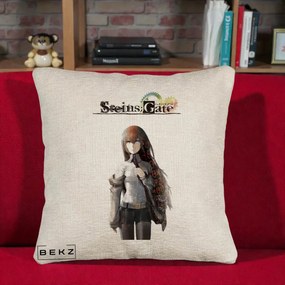 Perna Personalizata Steins Gate Kurisu Makise Anime, 40x40 cm, Bej Canapea, Husa Detasabila, Perna Inclusa, BEKZ®