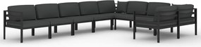 vidaXL Set mobilier de grădină cu perne, 9 piese, antracit, aluminiu