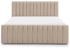 Pat matrimonial cu ladă de depozitare Nicole 160x200 - catifea bej Velluto 2