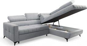 Colțar cu funcție de dormit Nardo L, extensibil, dreapta, - chenille gri deschis Vibe 85
