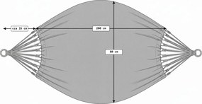 Hamac ZENVIO 200x80 cm, gri-alb + geanta gratuita