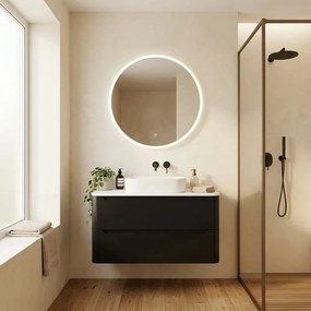 Dulap baza suspendat Rune Laguz 2 sertare 80 cm negru mat