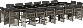 vidaXL Set mobilier de grădină cu perne, 17 piese, gri, poliratan