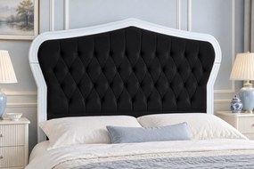 Pat tapițat din catifea Lorenza 140×200 cm, negru, cu ladă de depozitare