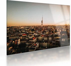 Tablou pe sticlă apusului de soare deasupra orașului Zizkov (70x50 cm)