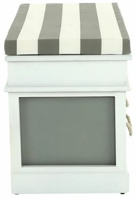 Bancă cu pernă, 2 sertare, alb/gri, SEAT BENCH 2 NEW