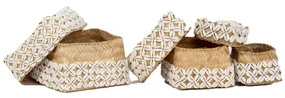 SET 3 CUTII DIN RATAN CU SCOICI HANDMADE