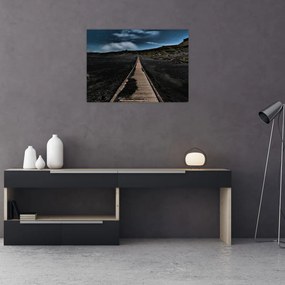 Tablou pe sticlă drumul de lemn în amurg (70x50 cm)
