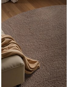 Covor taupe țesut manual rotund din lână ø 120 cm Eleni Taupe – Hanse Home