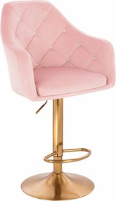 HR830CW Scaun Catifea Roz Pudra cu Bază Aurie