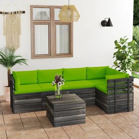 Set mobilier gradina din paleti cu perne, 6 piese, lemn de pin verde aprins, 6