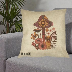 Perna Decorativa Ciuperca Caine Boho, 40x40 cm, Crem, Husa Detasabila, Perna Inclusa, BEKZ®
