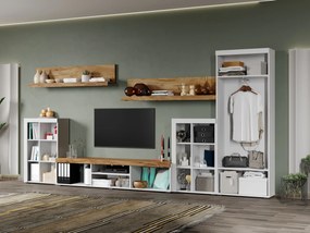 Set Mobila Living Bliss Alb/Stejar Auriu C03