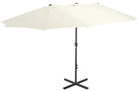 vidaXL Umbrelă soare exterior, stâlp aluminiu, nisipiu, 460 x 270 cm