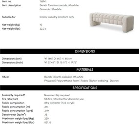 Bancheta design LUX Taranto, Cascade off-white