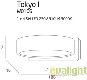 Aplica de perete LED, alb, Tokyo I W0166 MX